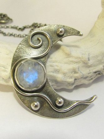 Bohemian Vintage Natural Opal Moonstone Distressed Necklace Ethnic Jewelry QAR102