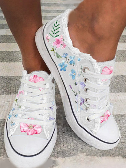 Chaussures de sport en toile respirantes et ultra-légères à motif floral tendance AH117