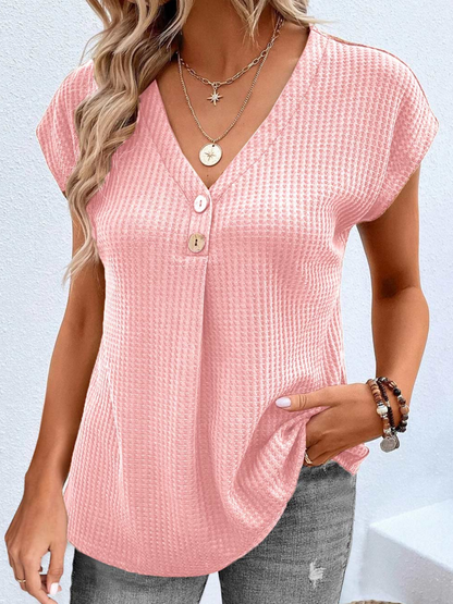 Chemise décontractée unie à col en V mm284