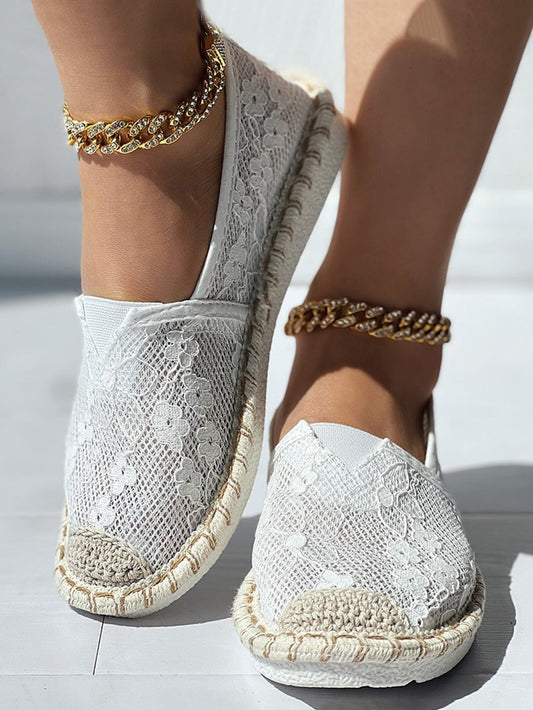 Breathable Crochet Lace Slip-On Espadrilles RR1