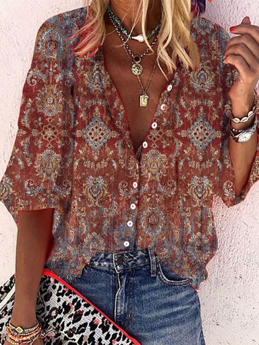 Women's Summer Boho Ethnic Vacation Shirt CC41