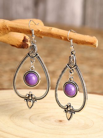 Boucles d'oreilles ethniques vintage en pierres précieuses violettes QAG16