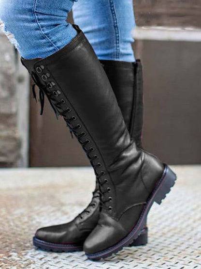 Comfortable Moccasin Upper Zip Block Heel Boots AH207