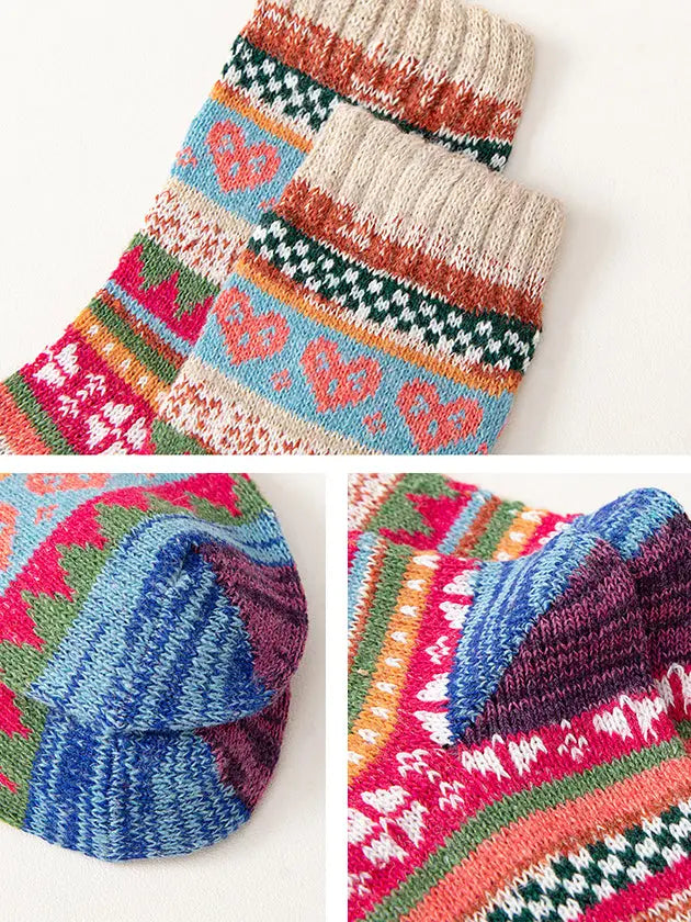 5 Pairs Women Ethnic Winter Warm Socks Ada Fashion