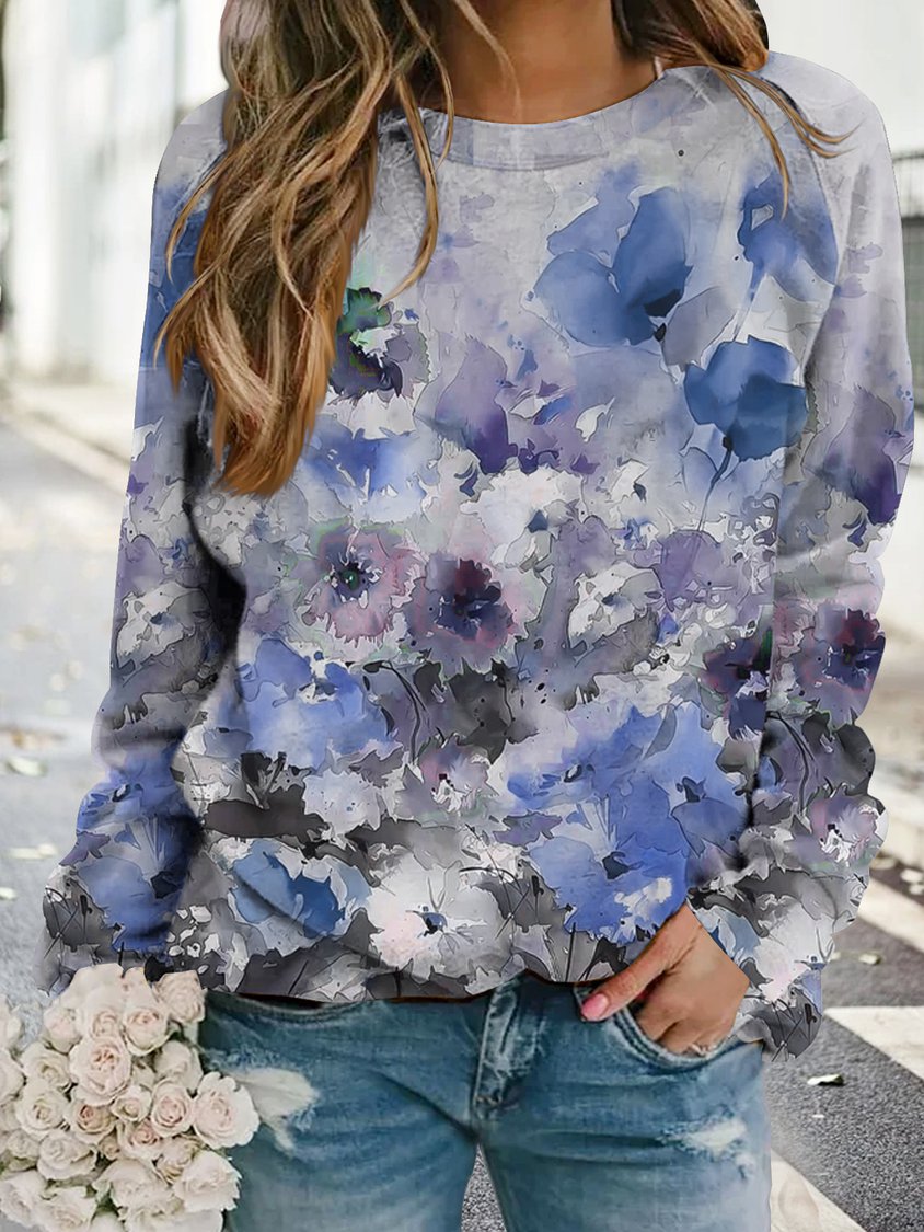 Holiday leaves and flowers loose top sweater AH679