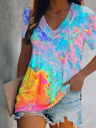 Chemise décontractée à col en V coupe régulière ombrée QAF32