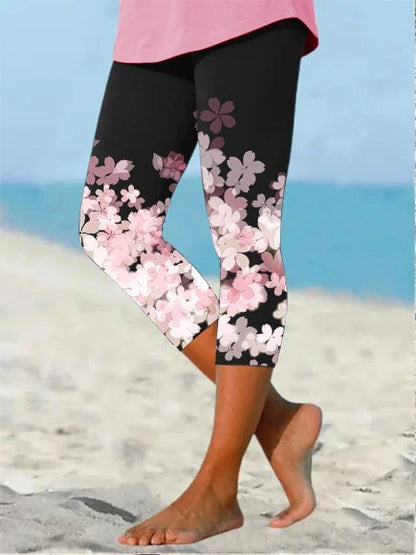 Leggings Capris de vacances fleuris QK109