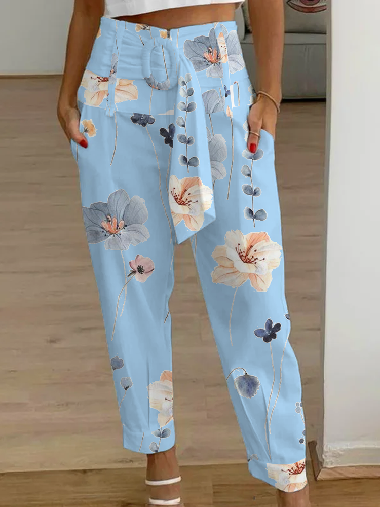 Casual Floral Loose Cargo Pants AH378