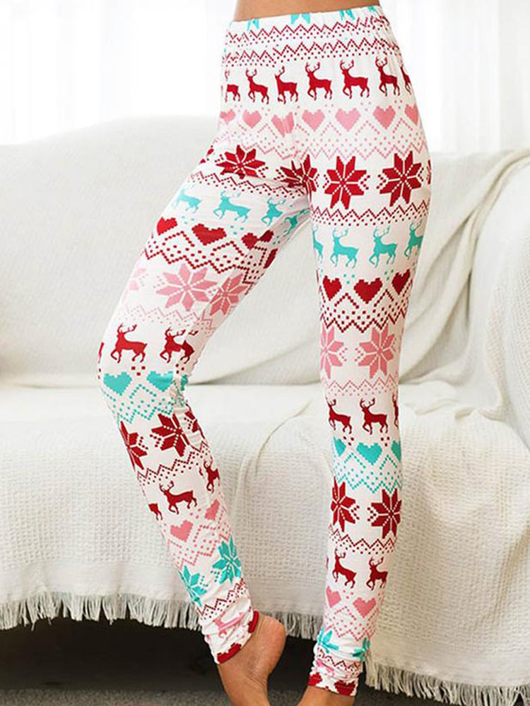Christmas Snowman Sheath Cotton-Blend Leggings  WD102