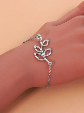 Daily Casual Leaf Pattern Metal Bracelet Jewelry QAR34