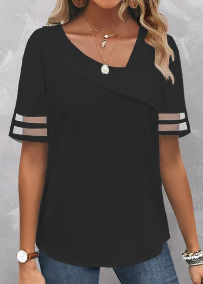 Chemise décontractée asymétrique unie en coton WS67