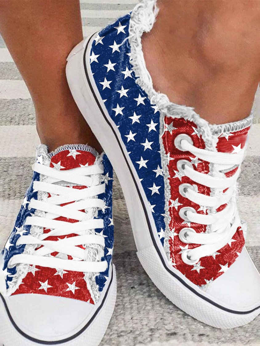American Independence Day Flag Commemorative Canvas Shoes QAS39