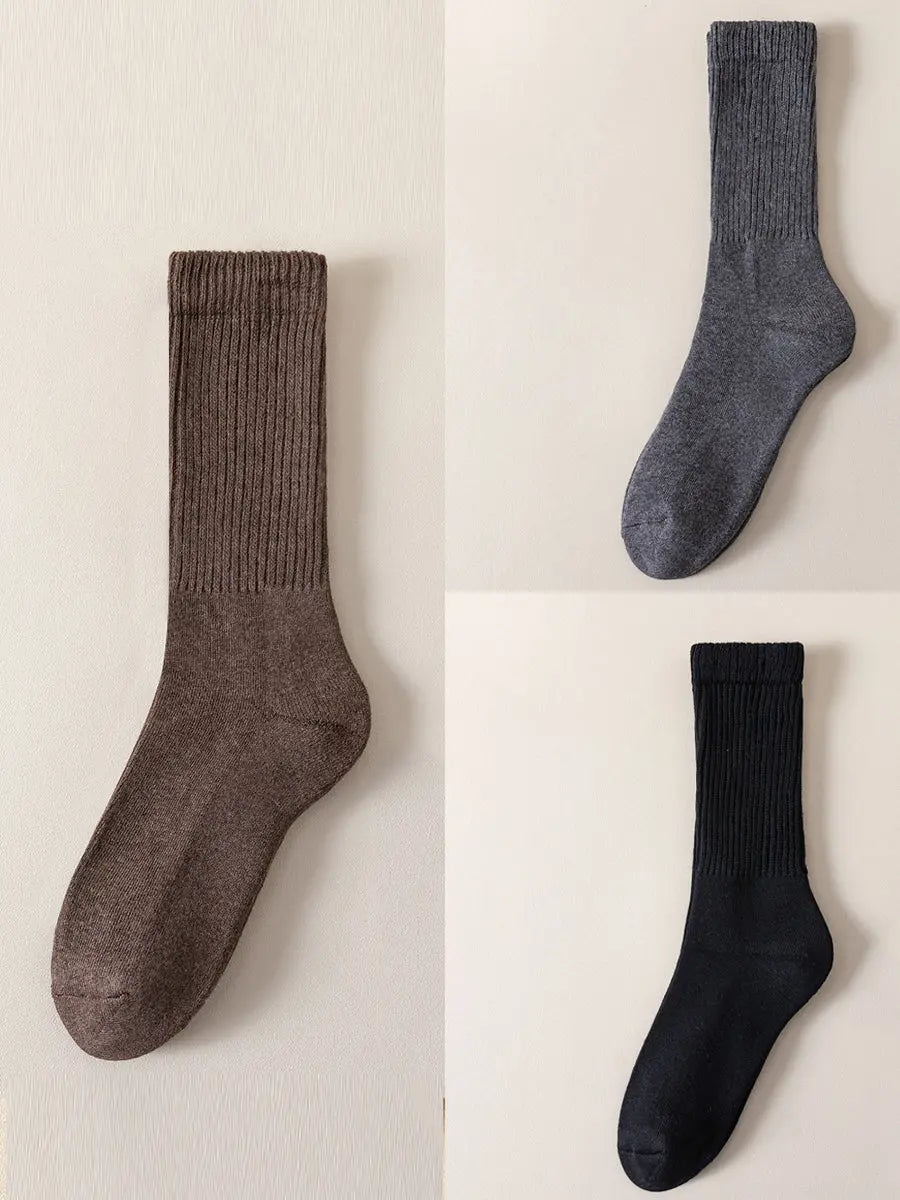 6 Pairs Women Solid Winter Cotton Socks Ada Fashion