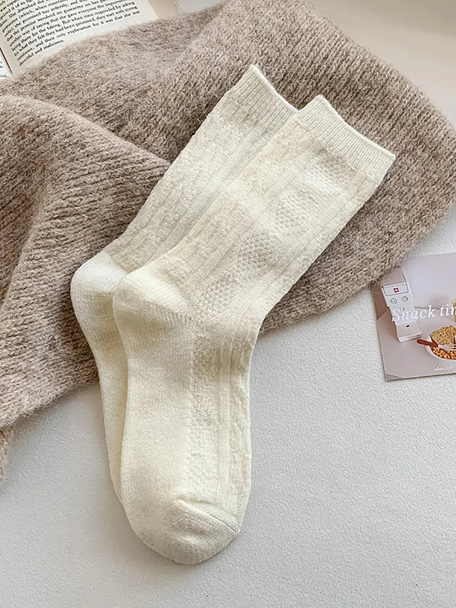 6 Pairs Women Winter Solid Wool Socks Ada Fashion