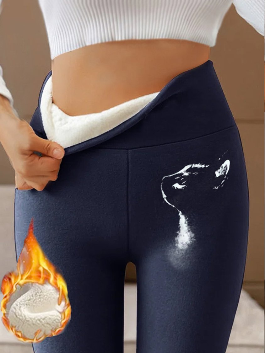 Casual Fluff/Granular Fleece Fabric Cat Loose Leggings BB62