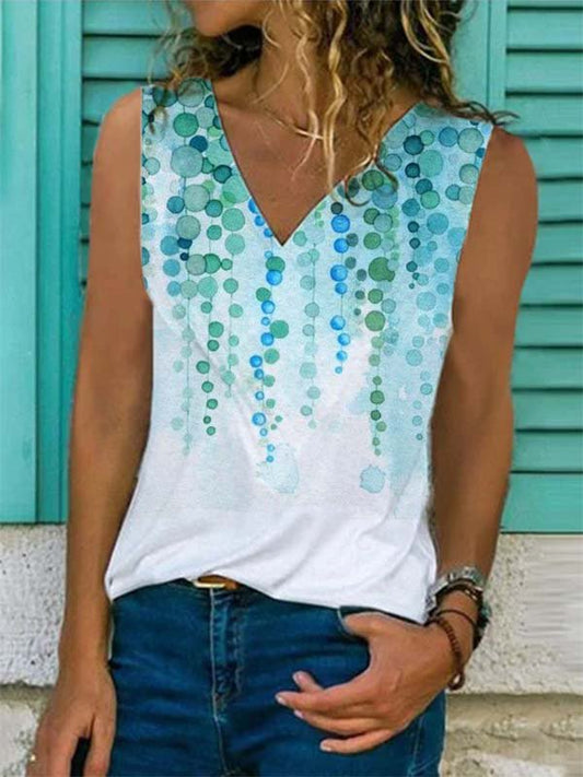 Printed Casual Sleeveless Tops TH1050