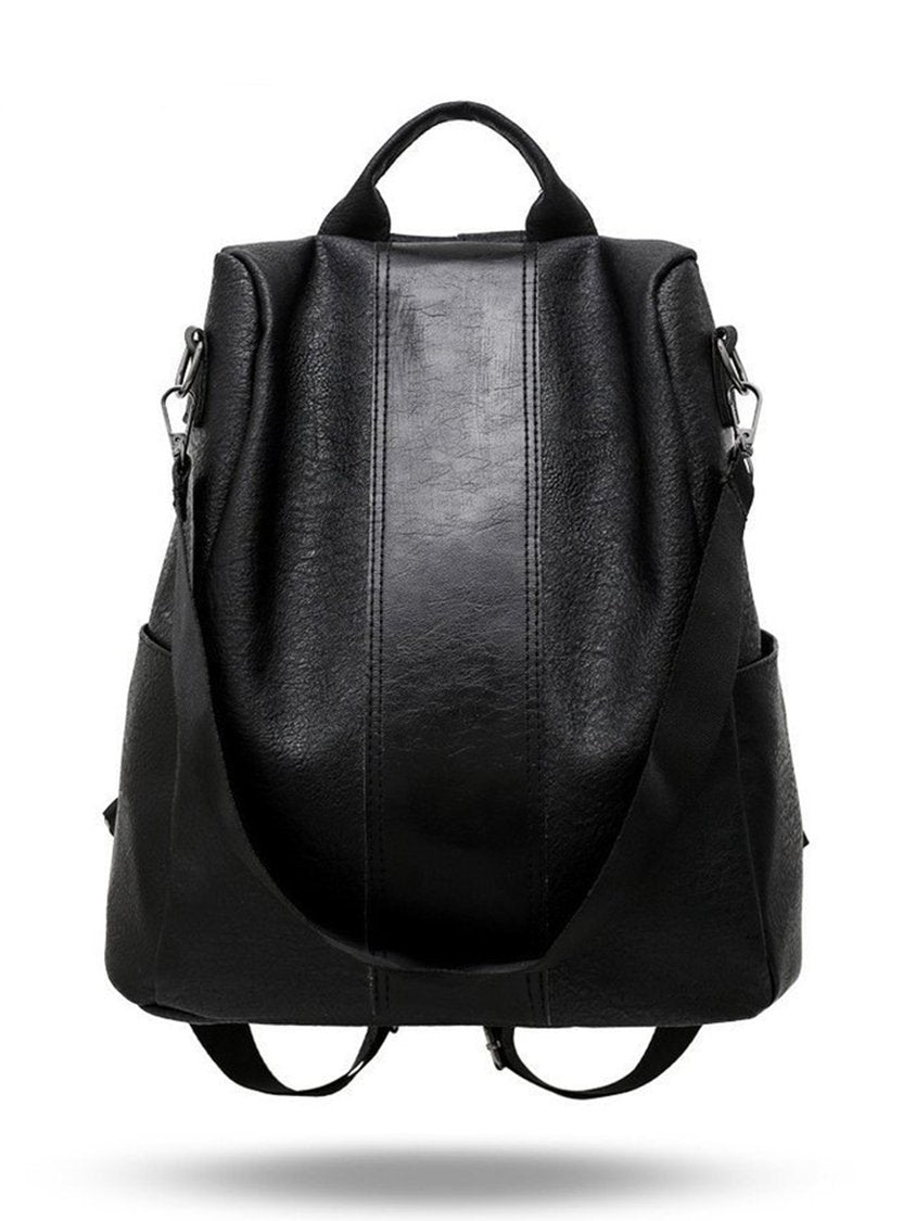 Vintage Soft Leather Zip Backpack Shoulder Bag Organizer QAR19