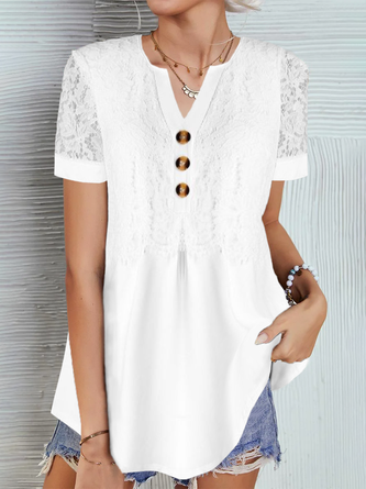 Casual Plain Lace Shirt QAF46