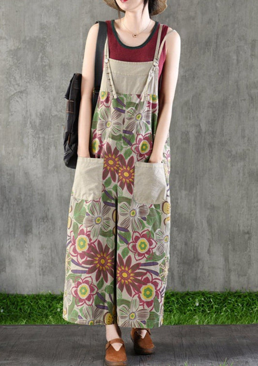 Loose Fashion Printed Cotton Jumpsuit LY3923
