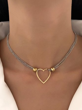 Gray Braided Rope Heart Pattern Necklace Choker Beach Boho Jewelry QAR76