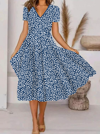 Casual Floral Summer Micro-Elasticity Daily Loose Midi Best Sell Others Dresses for Women QAH44
