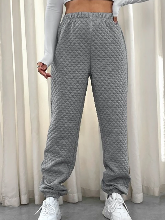 Pantalon décontracté chaud matelassé à petits diamants WK75