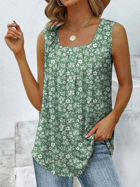 Disty Floral Knitted Casual Loose Tank Top  WU120