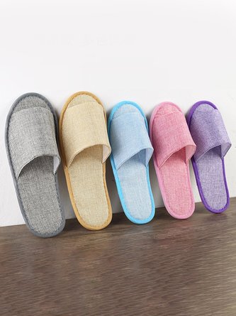 Chaussons jetables portables en lin pour voyage et vacances QAS50