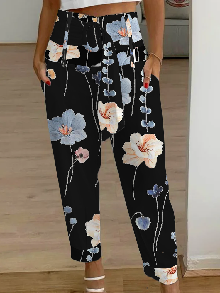 Casual Floral Loose Cargo Pants AH378