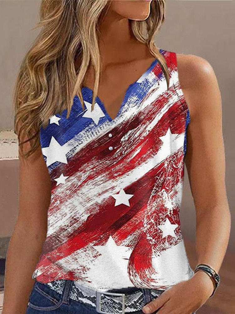 Lässiges Tanktop mit gekerbter Flagge QW113