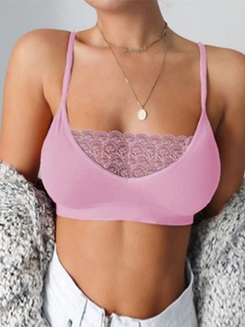 Soutien-gorge à bretelles sexy avec bordure en dentelle et perspective QAR3