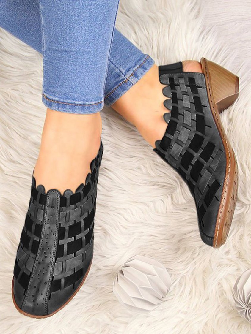 Vintage Weave Inlay Block Heels QAS27
