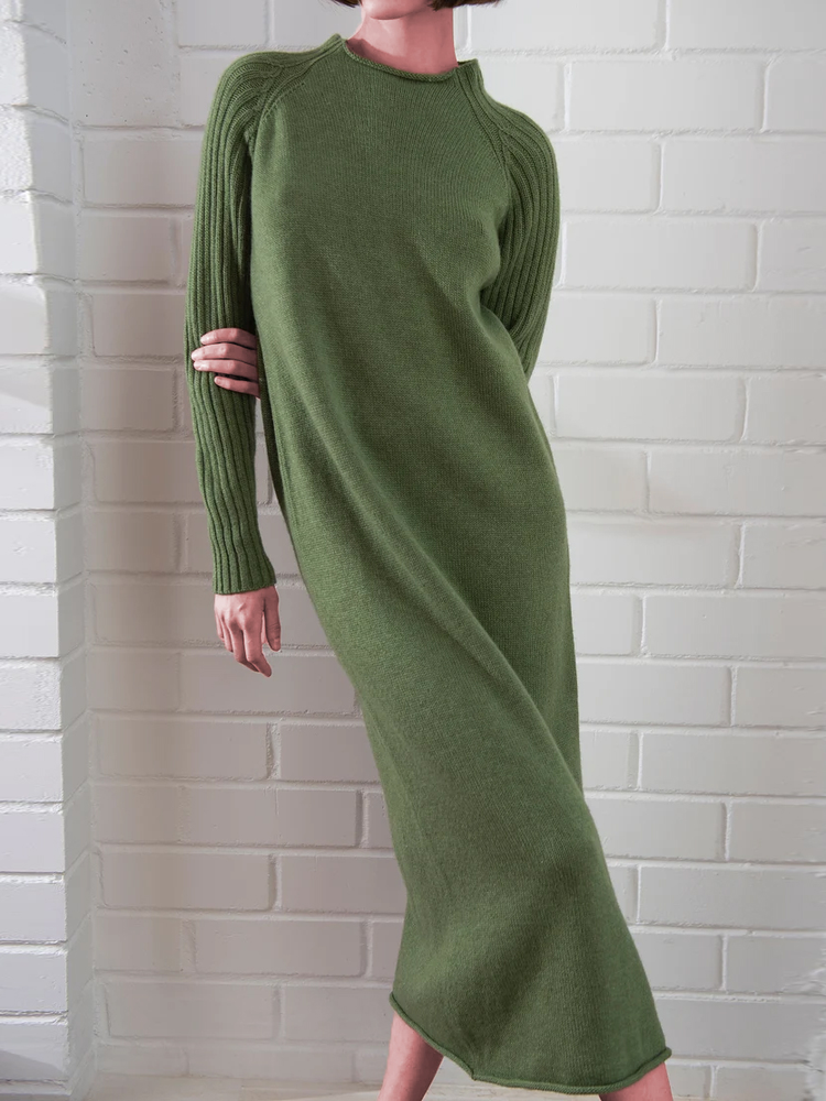 Crew Neck Plain Loose Dress  WJ116