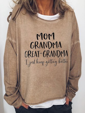 Casual Text Letters Crew Neck Loose Sweatshirt QAL10