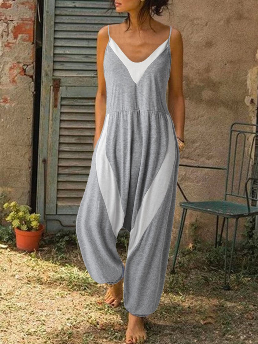 Gray Casual Shift Color-Block Solid Jumpsuit &amp; Romper CM33