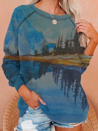 Plus Size Crew Neck Long Sleeve Shirts &amp; Tops QAS21