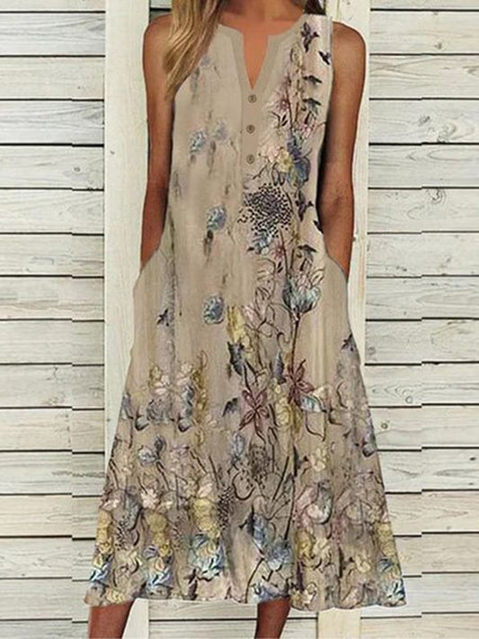 Lässiges, lockeres Kleid mit Blumenschnalle für den Urlaub WT65