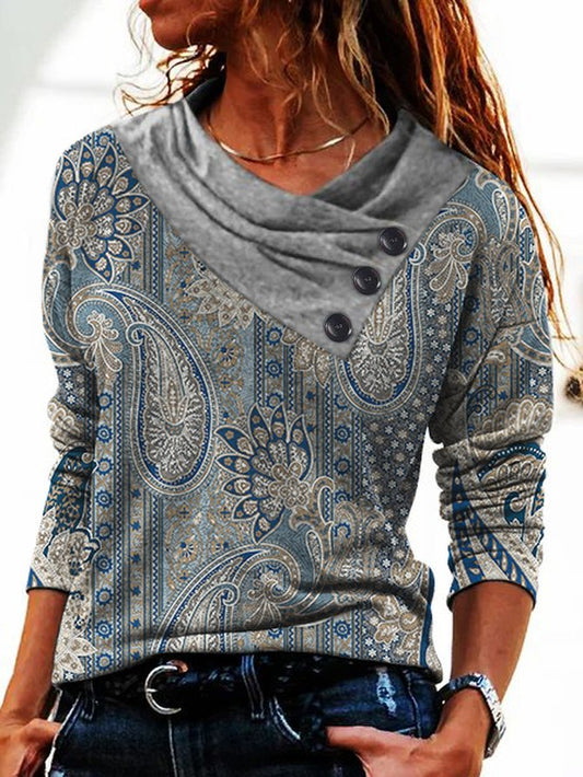 Lässiges Paisley-T-Shirt mit normaler Passform AT100168