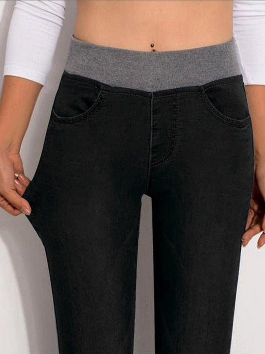 Jean stretch décontracté à taille élastique QS118