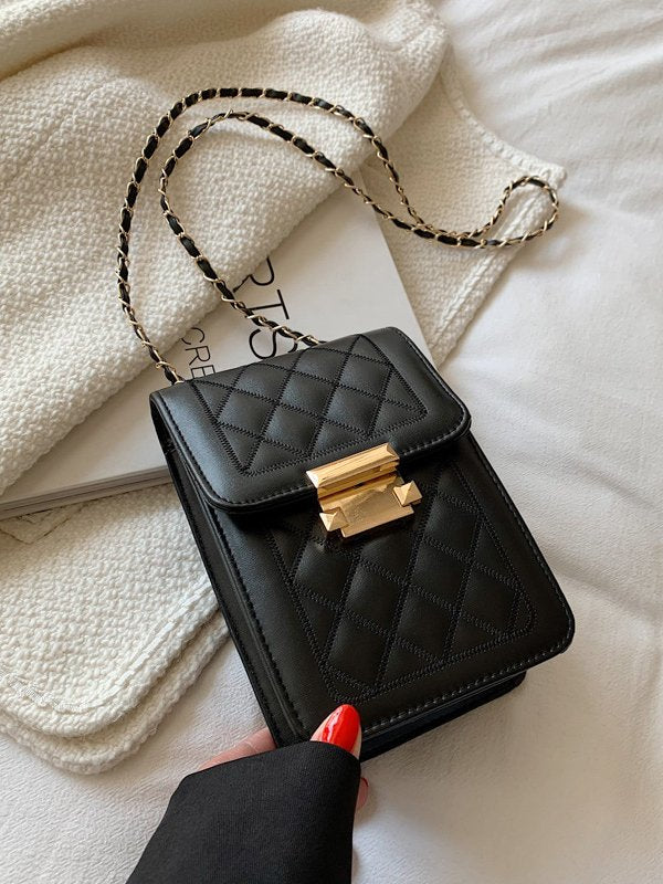 Fashion Casual Plaid Leather Women Messenger Bag Mobile Phone Coin Purse YY4