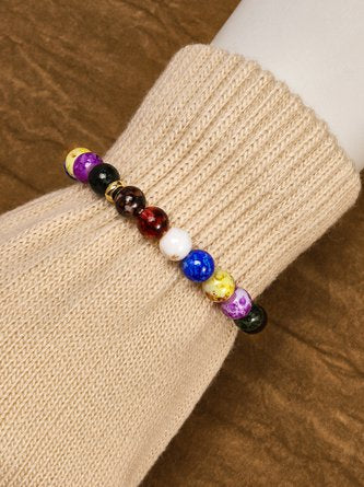 Leisure Ethnic Style Natural Mineral Colorful Beaded Bracelet QAR63