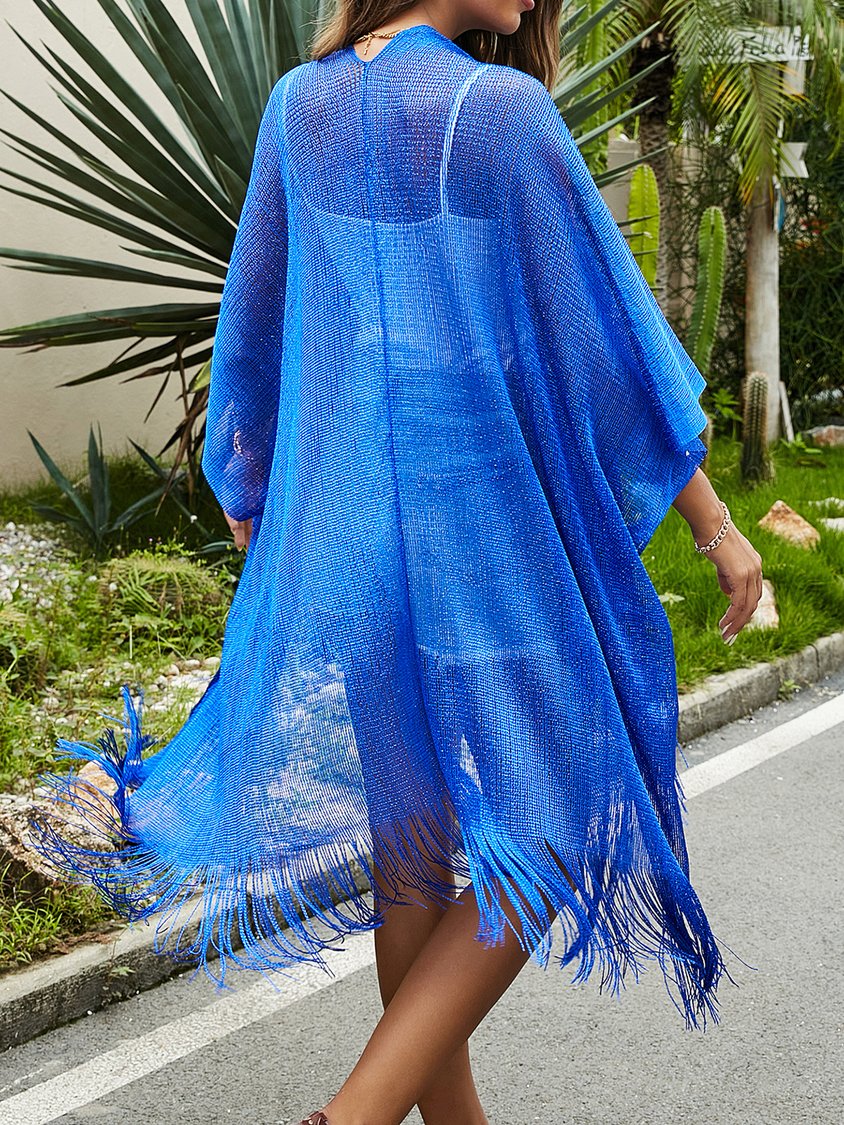 Vacation Plain Tassel Coverup AH326