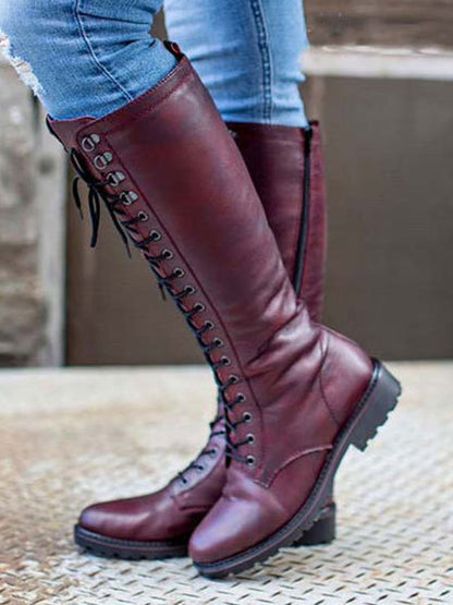 Comfortable Moccasin Upper Zip Block Heel Boots AH207