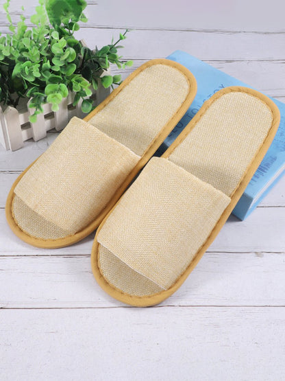 Chaussons jetables portables en lin pour voyage et vacances QAS50