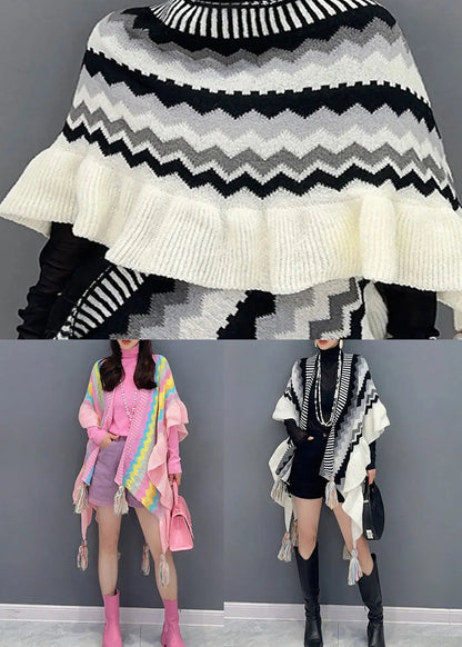 Autumn New Casual Versatile Pink Knitted Tasseled Shawl Ada Fashion