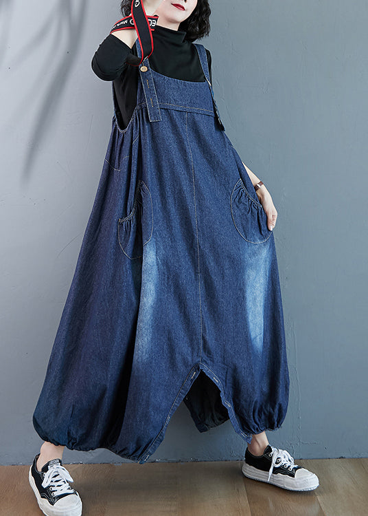 Beautiful Blue Oversized Pockets Denim Overalls Jumpsuit Summer Ada Fashion