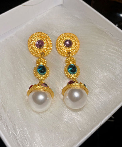 Beautiful Copper Resin Pearl Drop Earrings Ada Fashion