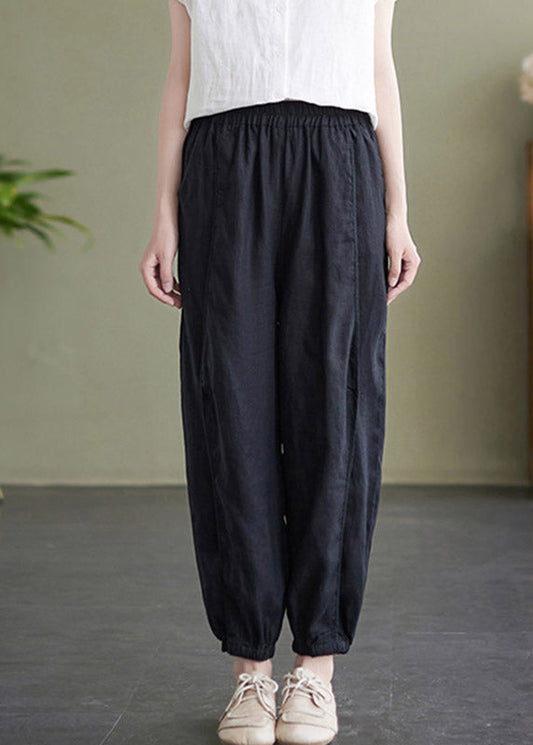 Black High Waist Cozy Solid Crop Pants LY4643
