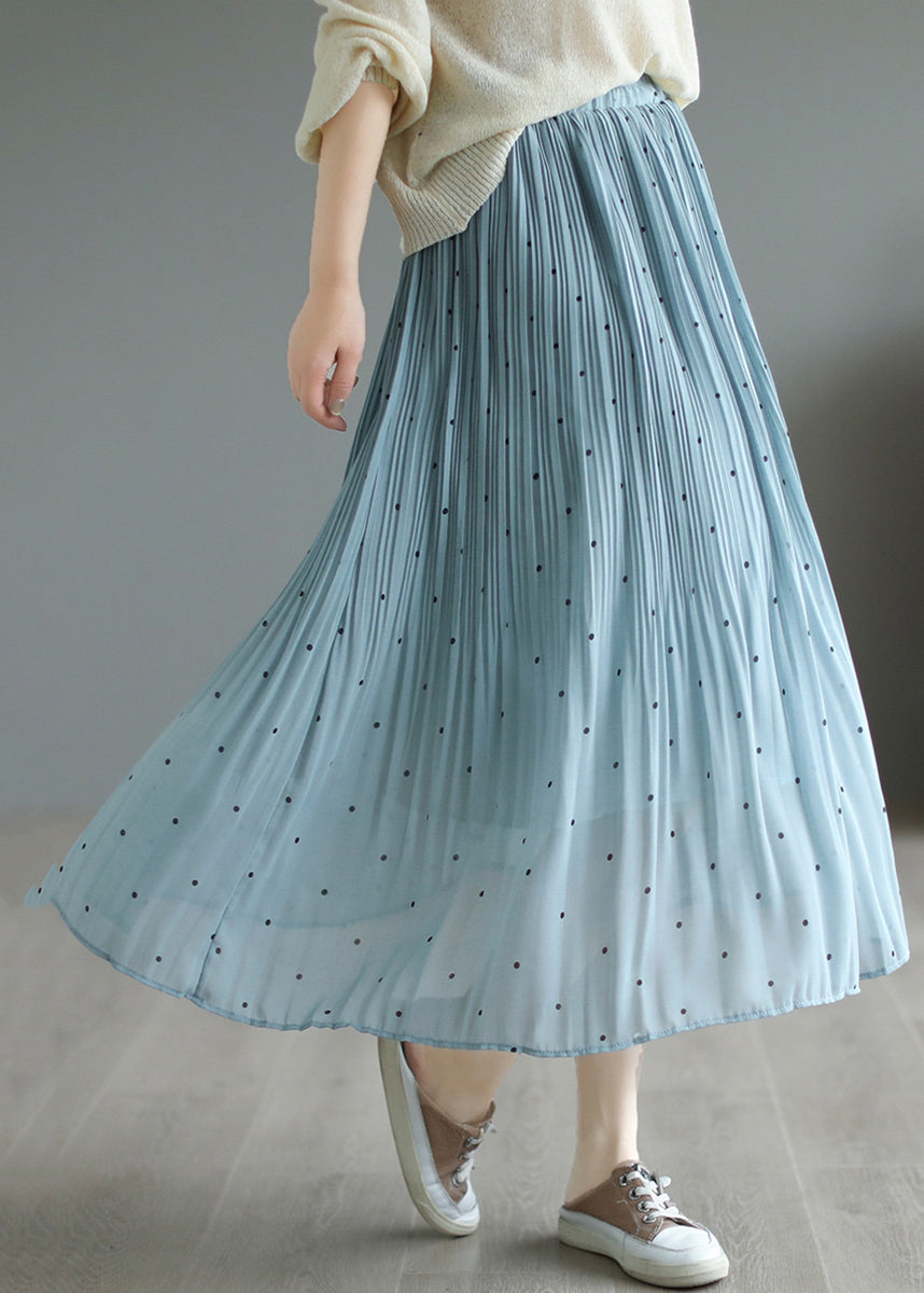 Blue Chiffon Pleated Skirts Oversized Exra Large Hem Summer Ada Fashion