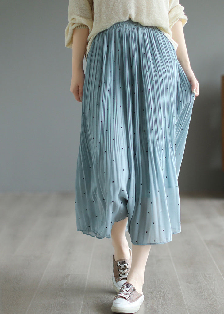 Blue Chiffon Pleated Skirts Oversized Exra Large Hem Summer Ada Fashion